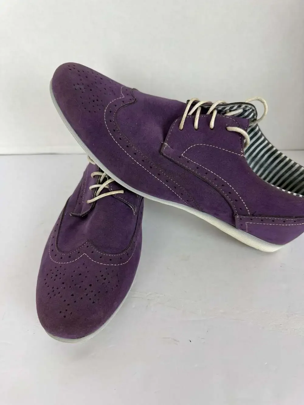 Coronado Purple Suede Wingtip Oxford Brogue Shoes